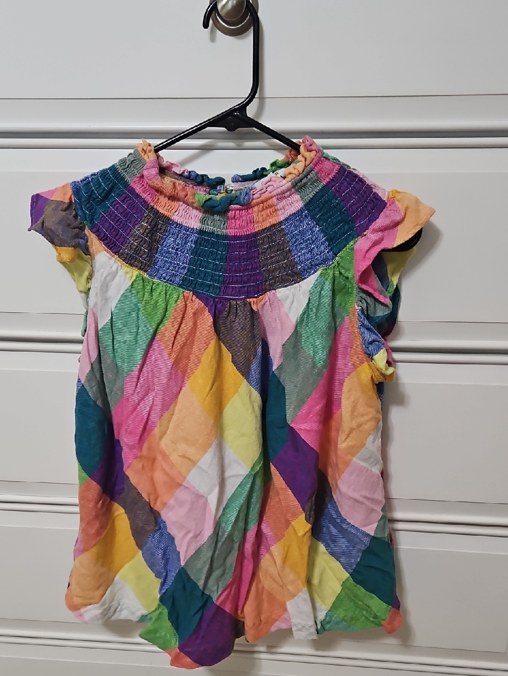 crown & ivy Multicolor Smocked Neck Girls Top